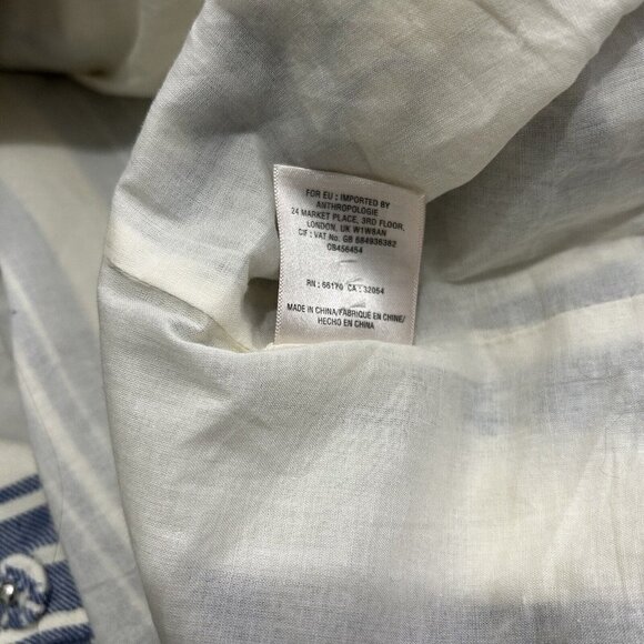 Elevenses Anthropologie North Channel Blue Striped Linen Blend Jacket Size S - Picture 12 of 14